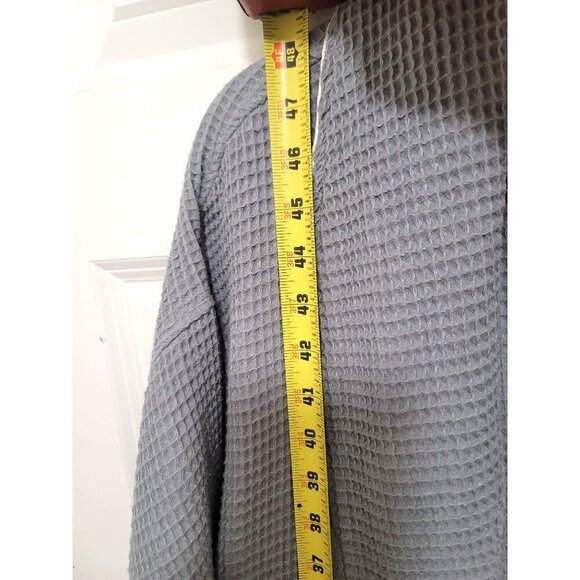 Lotus Linen Plus Size Gray Waffle Knit Bathrobe With Shawl Collar & Pockets Size - Picture 11 of 12